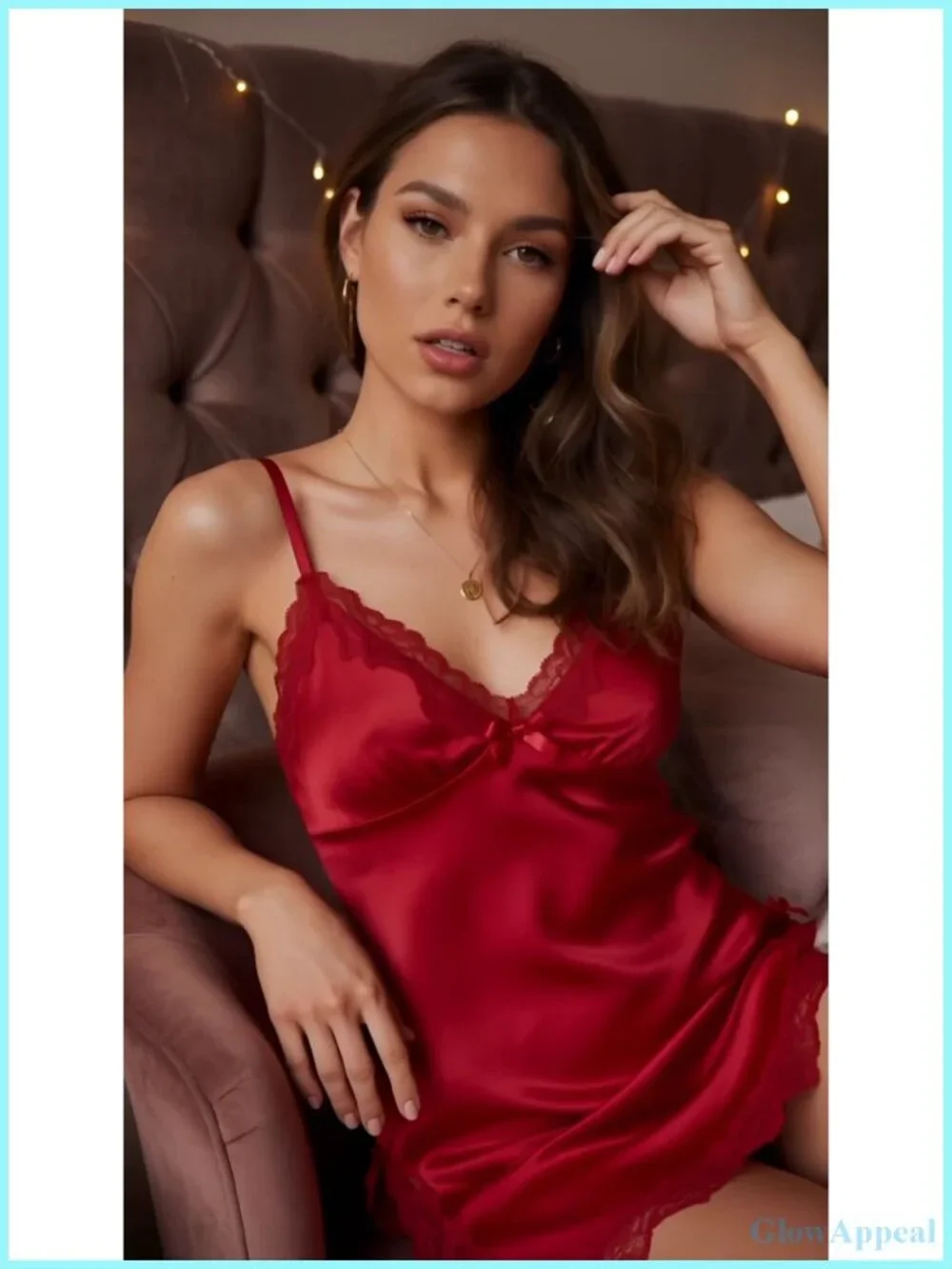 Sexy Satin Babydoll Chemise Nightgown Lace Trim Adjustable Straps